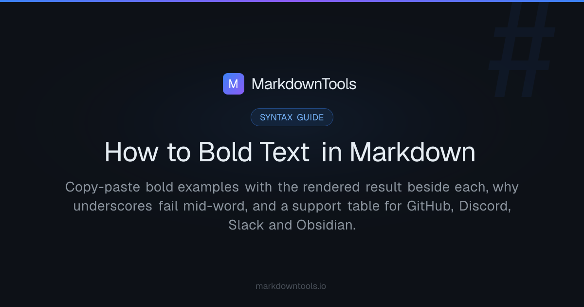 Markdown Bold — Examples & the Underscore Trap | MarkdownTools