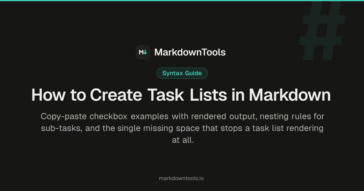 Markdown Task Lists — Checkboxes That Render | MarkdownTools